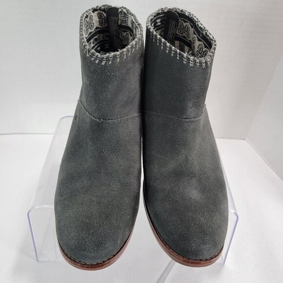 Toms Women's Leila Boot Womens 7 Block Heel Gray Suede Bootie Comfy Boho Shoe - Picture 5 of 13